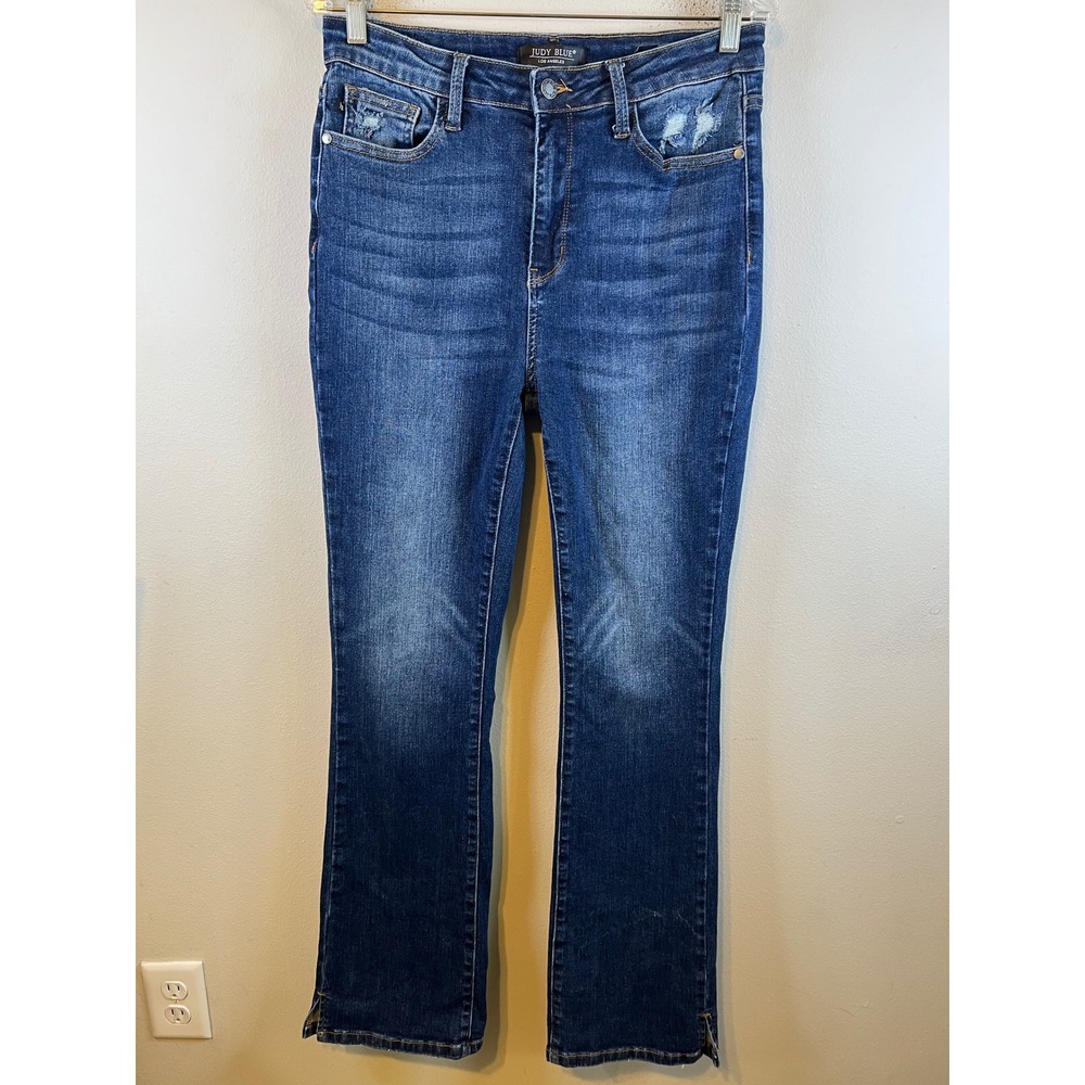 Judy Blue Womens Slim Bootcut Distressed Medium Wash Jeans 11/30